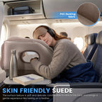 Inflatable Ergonomic Travel Neck Pillow with Storage Bag Grey
