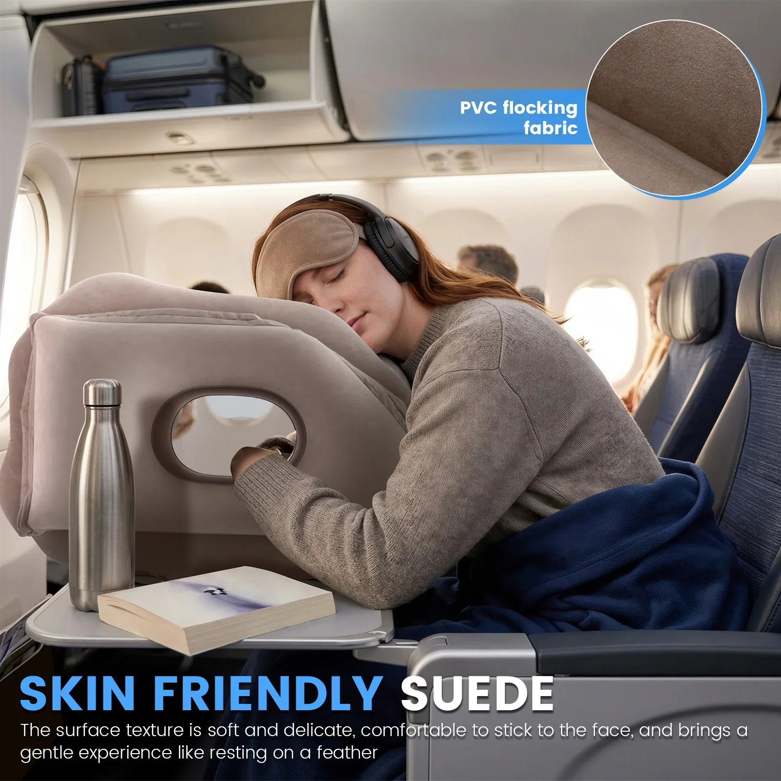 Inflatable Ergonomic Travel Neck Pillow with Storage Bag Grey