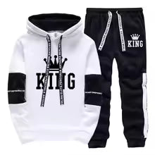 Men's Casual Print Hoodie and Sweatpants Two Piece Tracksuit Set