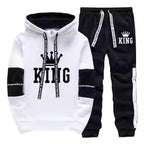 Men's Casual Print Hoodie and Sweatpants Two Piece Tracksuit Set