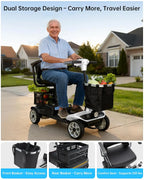 4 Wheel Folding Electric Mobility Scooter with Dual Baskets