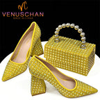 Women's Pointed Toe Spike Heel Pumps and Handbag Set