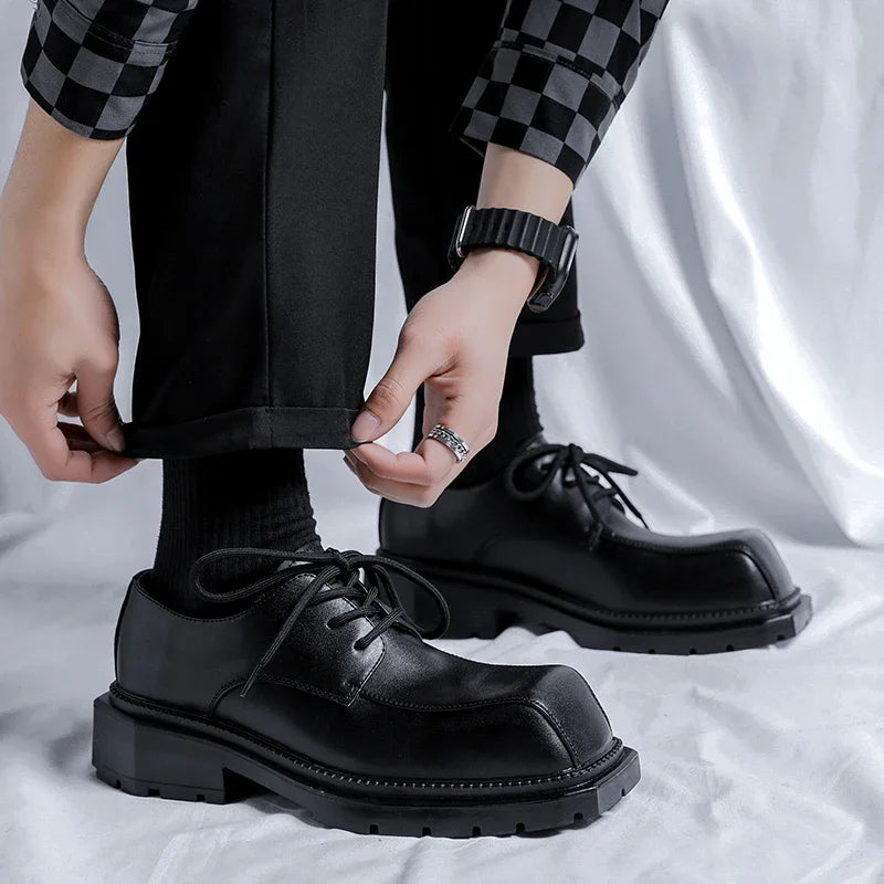 Men's Platform Leather Business Casual Dress Shoes