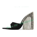 Women's Crystal Dangle Pointed Toe High Heel Mules