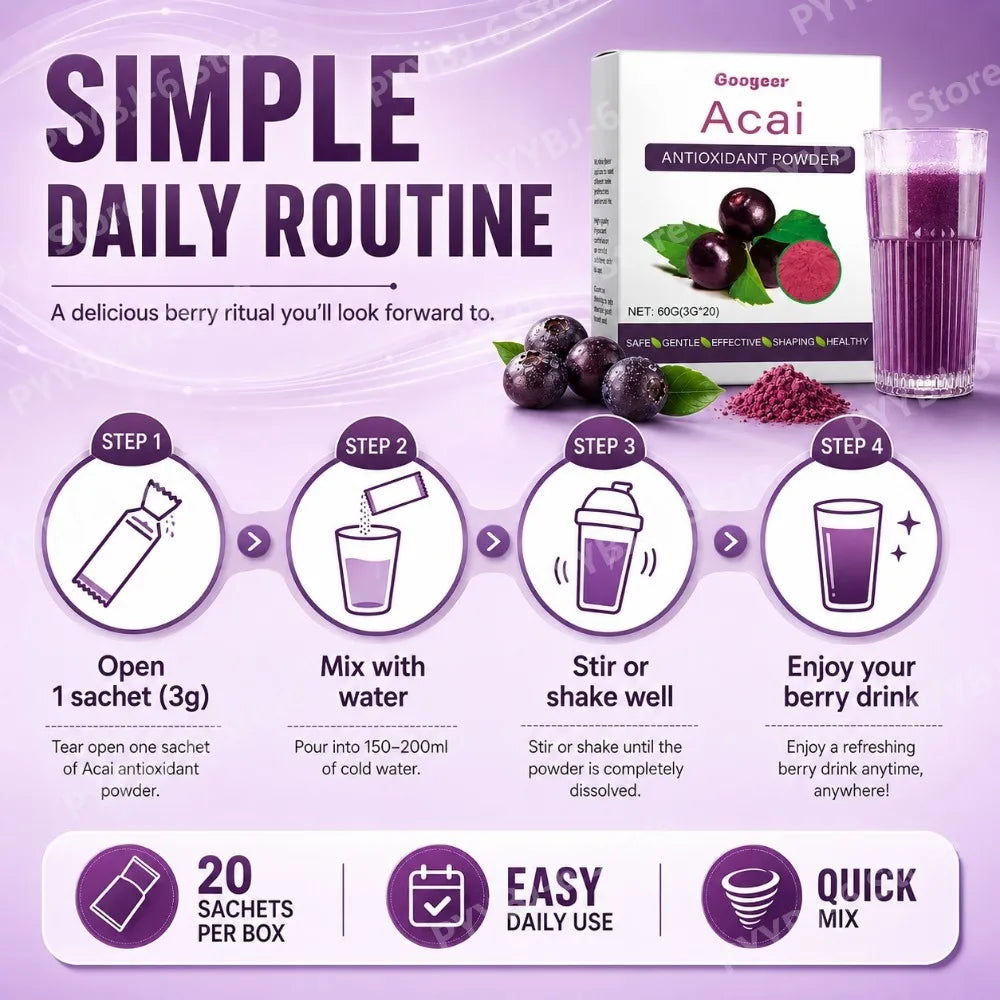 Acai Berry Antioxidant Powder Dietary Supplement Drink Mix 60g