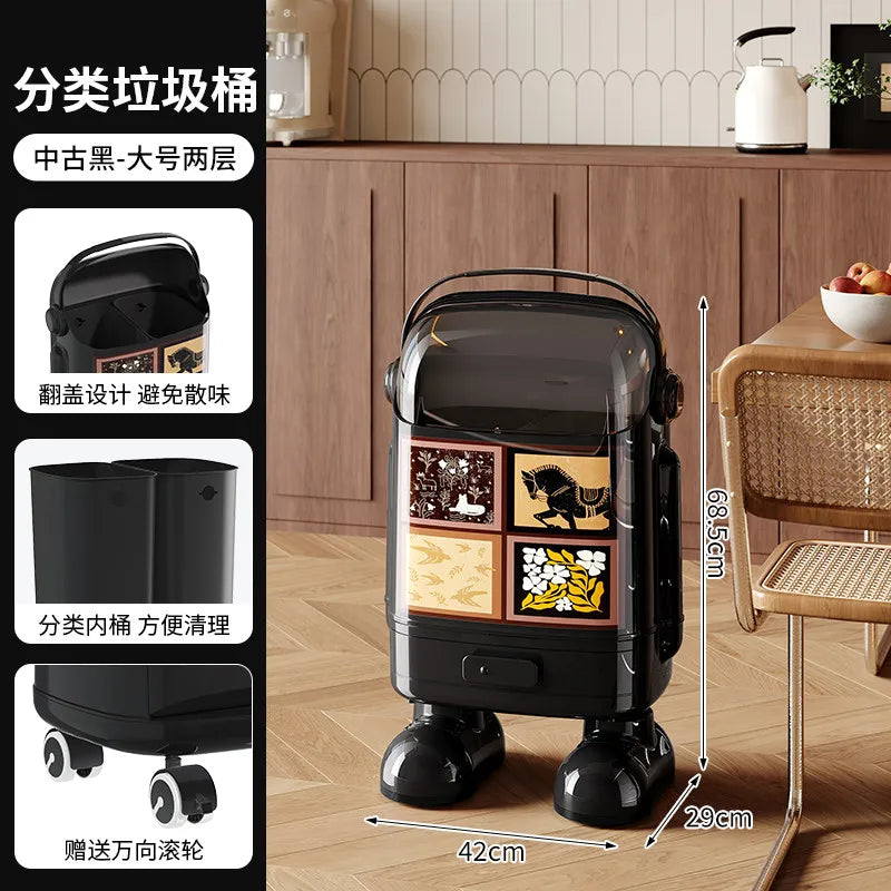 Multi-Layer Kitchen Trash Can with Lid and Odor Control