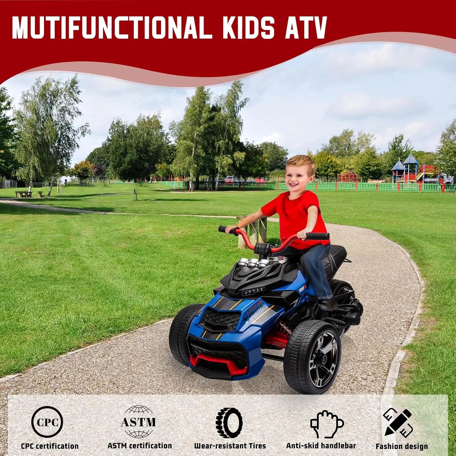 Kids 12V Battery Powered Electric Ride on ATV 3 Wheeler Toy Car