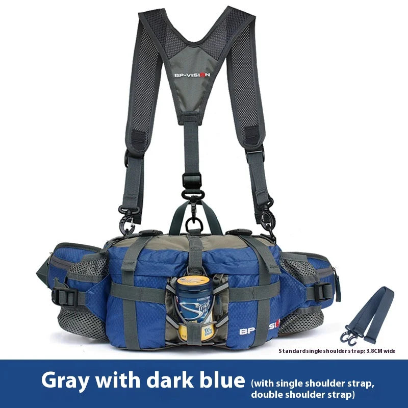 Waterproof Hiking Waist Bag with Reflective Strip and 1.3-Gallon Capacity