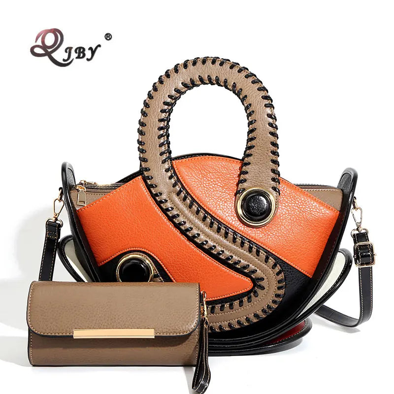 Women's Large Capacity Leather Top Handle Crossbody Bag