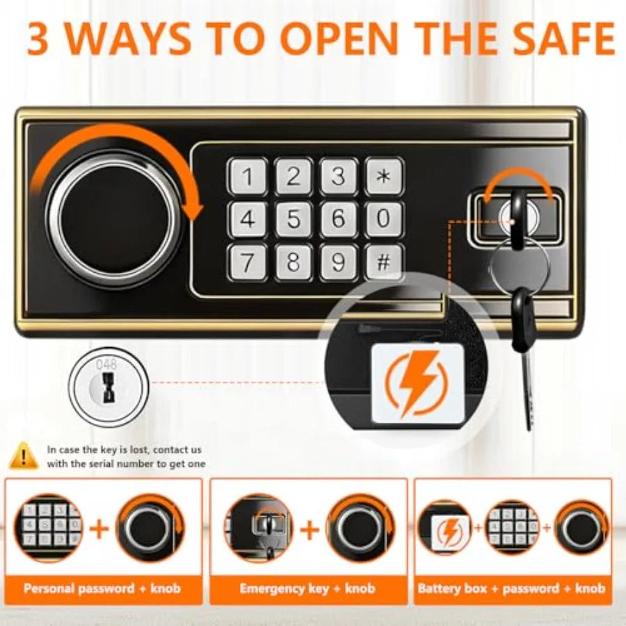 Large Keypad Home Safe and Fireproof Security Box