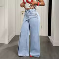 Women's Vintage High Waist Wide Leg Denim Jeans Pants