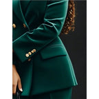 Women's Double Breasted Velvet Blazer Pants Suit