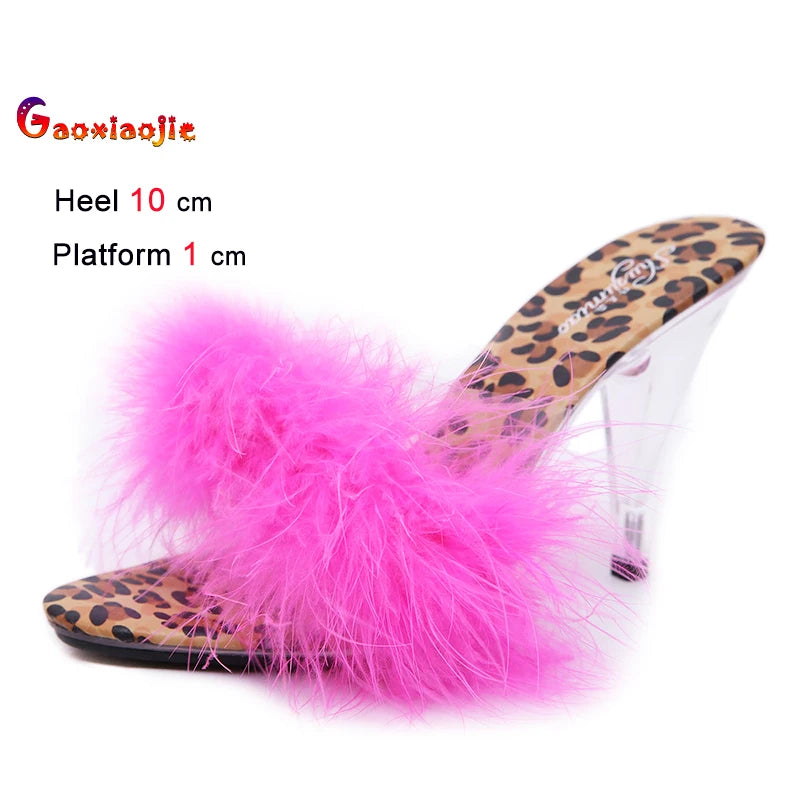 Women's Faux Fur Peep Toe Fine High Heel Sandals