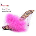 Women's Faux Fur Peep Toe Fine High Heel Sandals