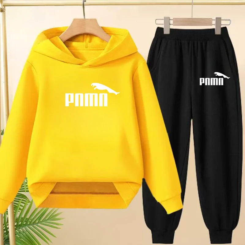 Kids' Letter Printed Hoodie Pants Two-Piece Set