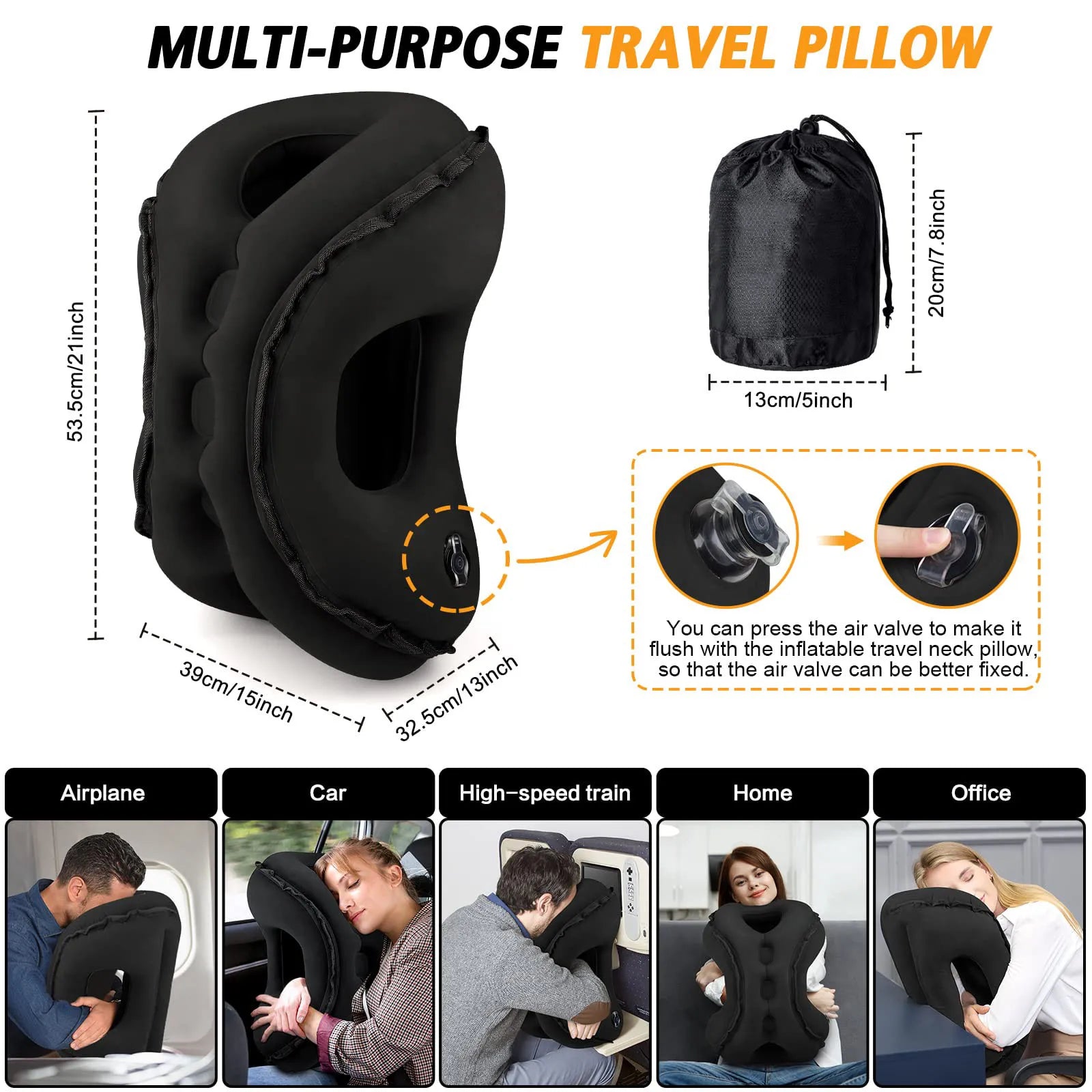 Inflatable Neck Pillow with Eye Mask and Earplugs