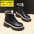 Women's Lace-Up Round Toe Square Heel Ankle Boots