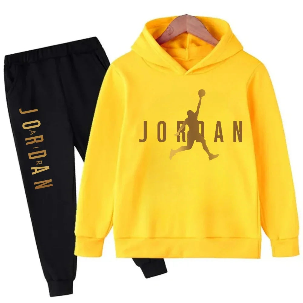 Kids' Slam Dunk Pattern Hoodie Pants Two-Piece Set
