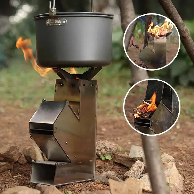 Collapsible Rocket Wood Stove for Camping and BBQ