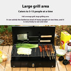 Folding Portable Barbecue Charcoal Grill and Stainless Steel Mini BBQ Kit