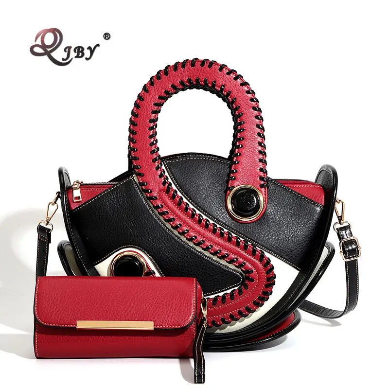 Women's Large Capacity Leather Top Handle Crossbody Bag