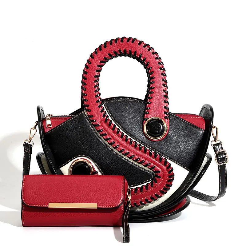 Women's Large Capacity Leather Top Handle Crossbody Bag