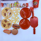 Kids' Pretend Play Kitchen Set with Spray Vapor Mini Fridge and Fast Food