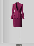 Women's Solid Long Sleeve Blazer Flare Pants Suit
