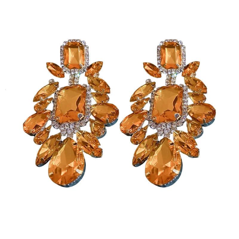 Women's Trendy Rhinestone Geometric Retro Exaggerated Drop Earrings