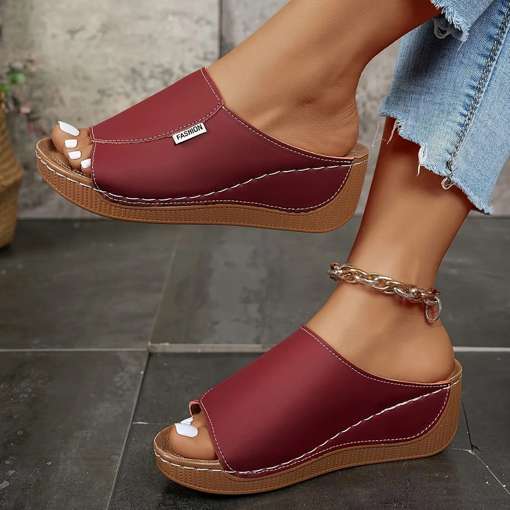 Women's Platform Wedge Slide Sandals Open Toe Summer Beach Shoes