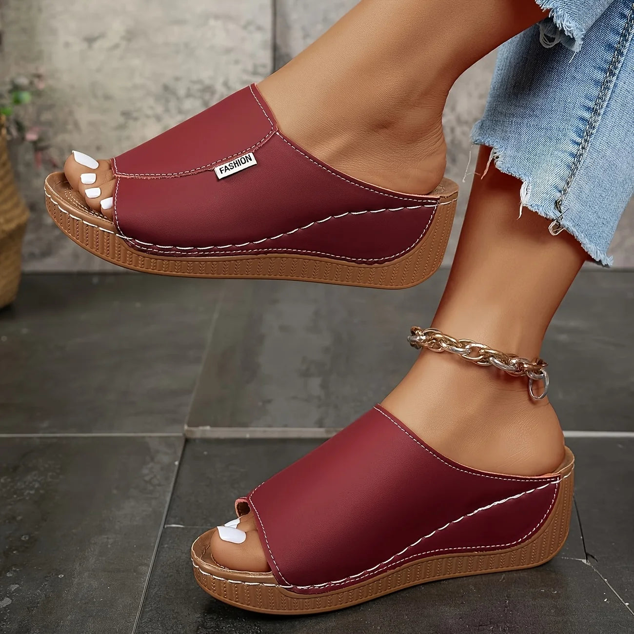 Women's Platform Wedge Slide Sandals Open Toe Summer Beach Shoes