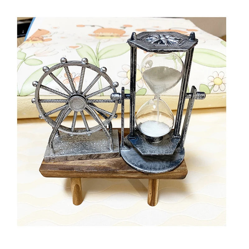 Retro Ferris Wheel Quicksand Hourglass Figurine and Desktop Tabletop Ornament