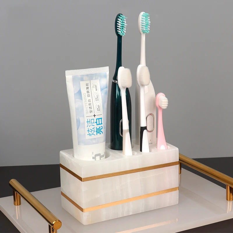 White Onyx Natural Marble Bathroom Accessory Set M28