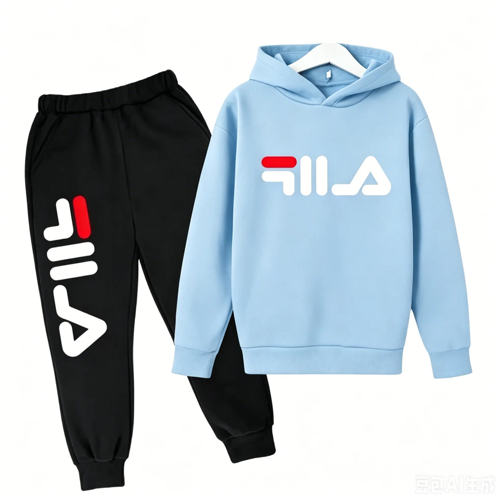 Kids' Casual Sports Hoodie Pants Two-Piece Set