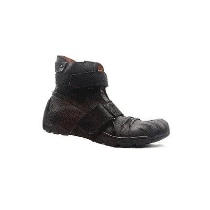 Men's Genuine Leather Ankle Strap Motorcycle Boots