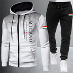 Men's Casual Zip Hooded Sweatshirt and Drawstring Pants Set