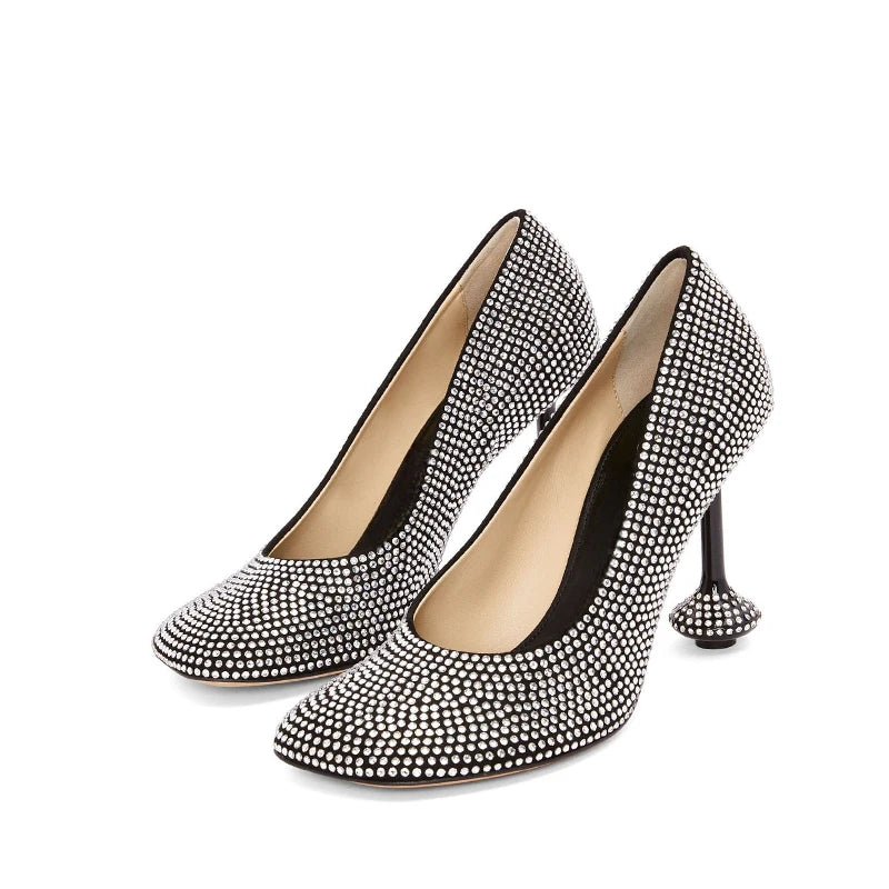 Women's Fuzzy Round Toe Wine Glass High Heel Pumps