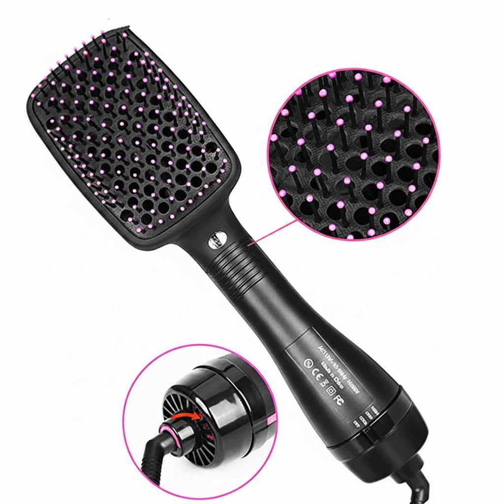 One-Step Hair Dryer and Volumizer Brush Negative Ion Straightener Black