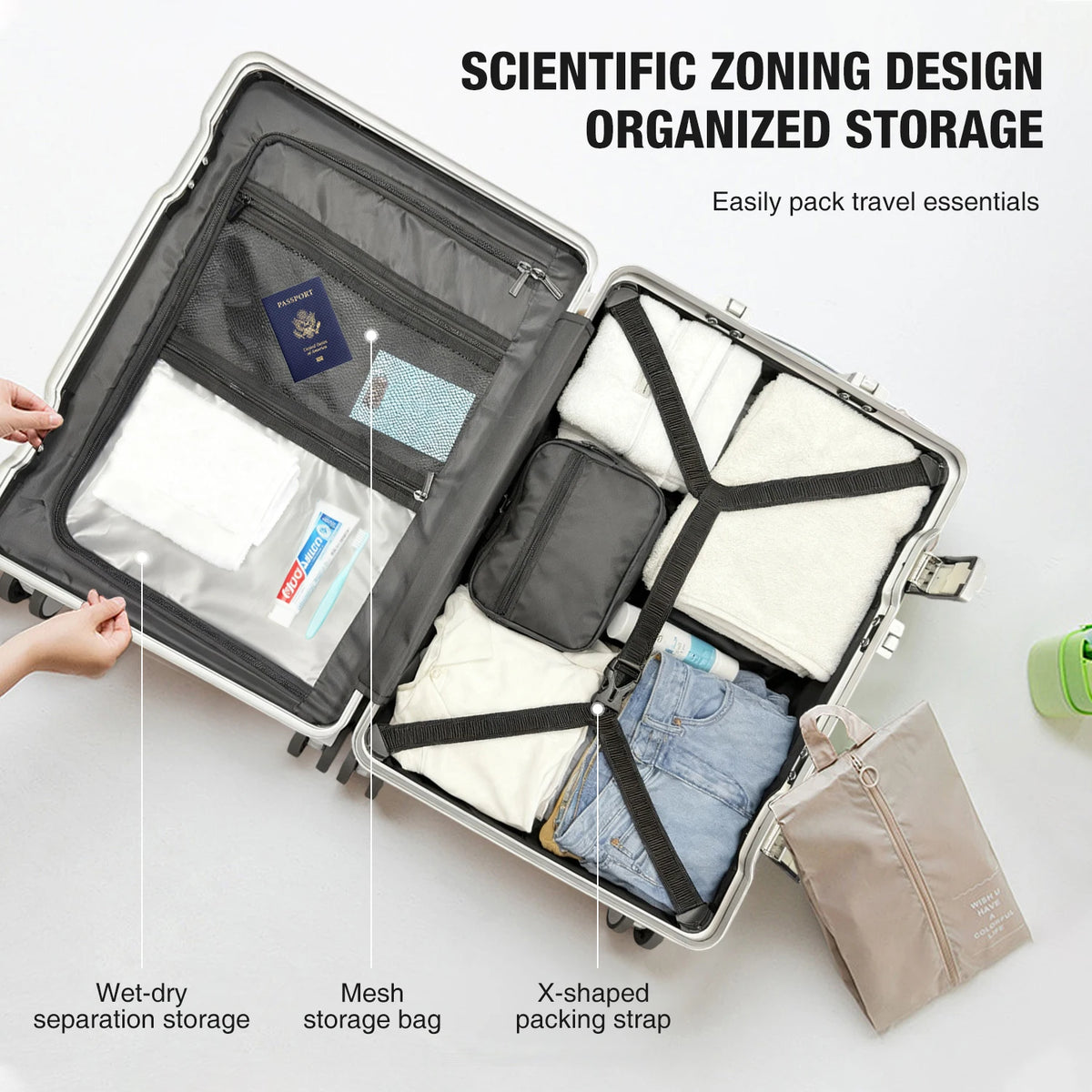 Unisex Aluminum Frame Hard Shell Spinner Travel Suitcase AWN-2313