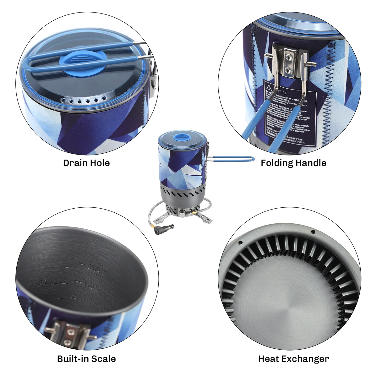 Windproof Radiant Camping Stove System with Pressure-Regulator Valve
