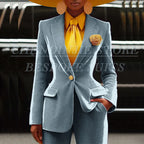 Women's Velvet Notch Lapel Slim Fit 2 Piece Pants Suit