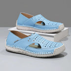 Hand-Sewn Leather Hollow-Out Sandals Unisex Casual Outdoor Walking Shoes
