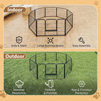 32 Inch Metal Dog Playpen 8-Panel Foldable Pet Fence with Door for Indoor Outdoor Use