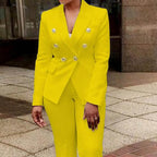 Women's Double Breasted Blazer Pants Suit