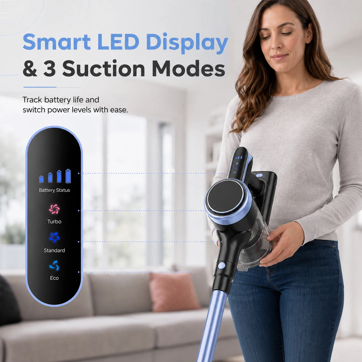 Cordless Stick Vacuum Cleaner with Anti-Tangle Brush 500W