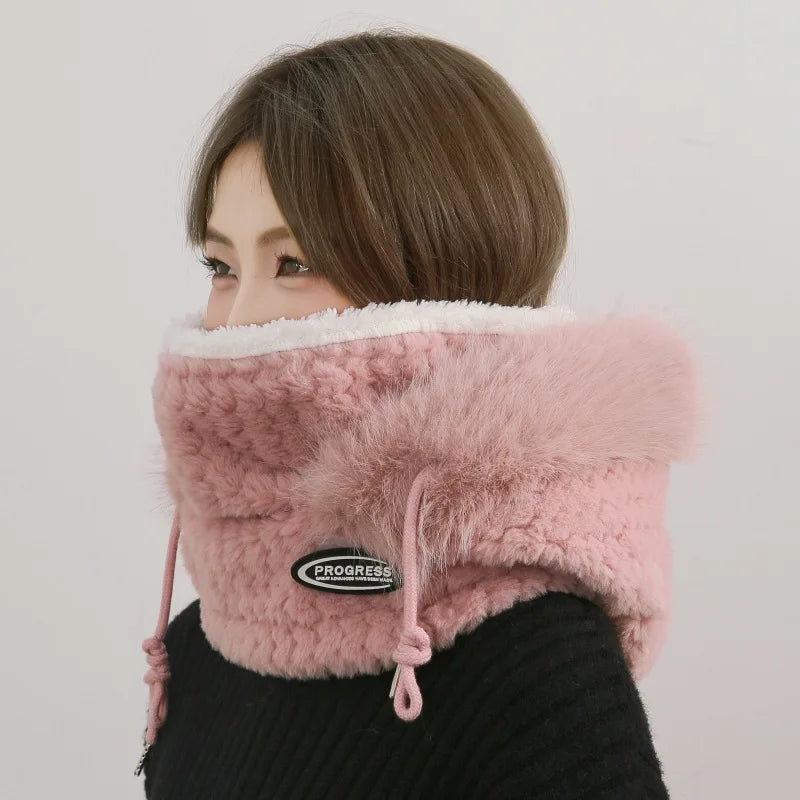 Women's Thermal Plush Hood Scarf & Mask Set