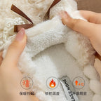 Women's Plush Bow Slippers Non-Slip Winter Indoor House Shoes