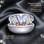 Women's Rhinestone Swan Open Ear Bluetooth 5.4 Wireless Earbuds JS685