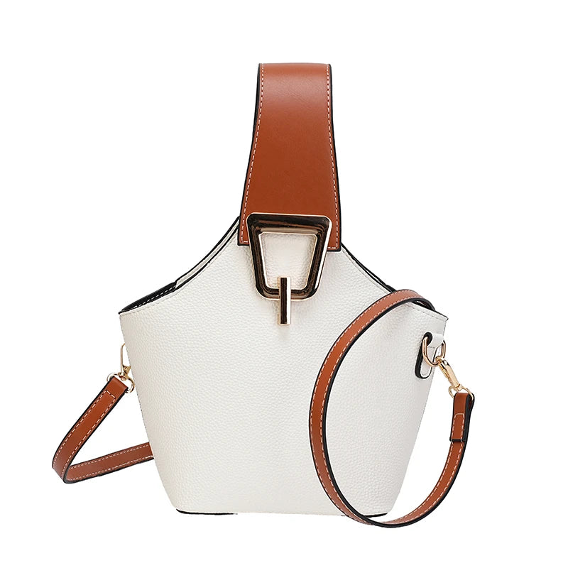 Women's Solid Bucket Shoulder Handbag Versatile Crossbody 9-inch