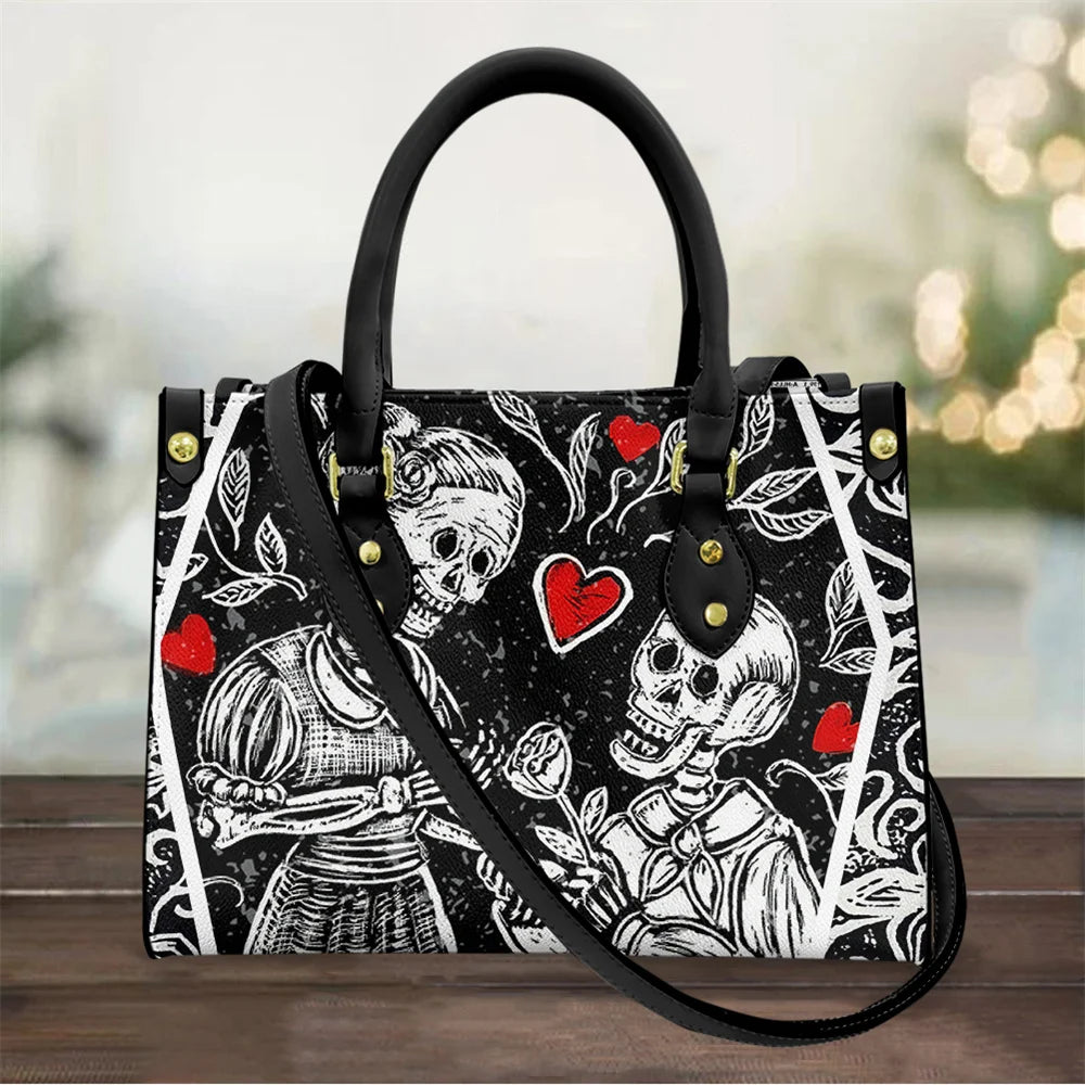 Women's Skull Pattern Faux Leather Shoulder Tote Bag